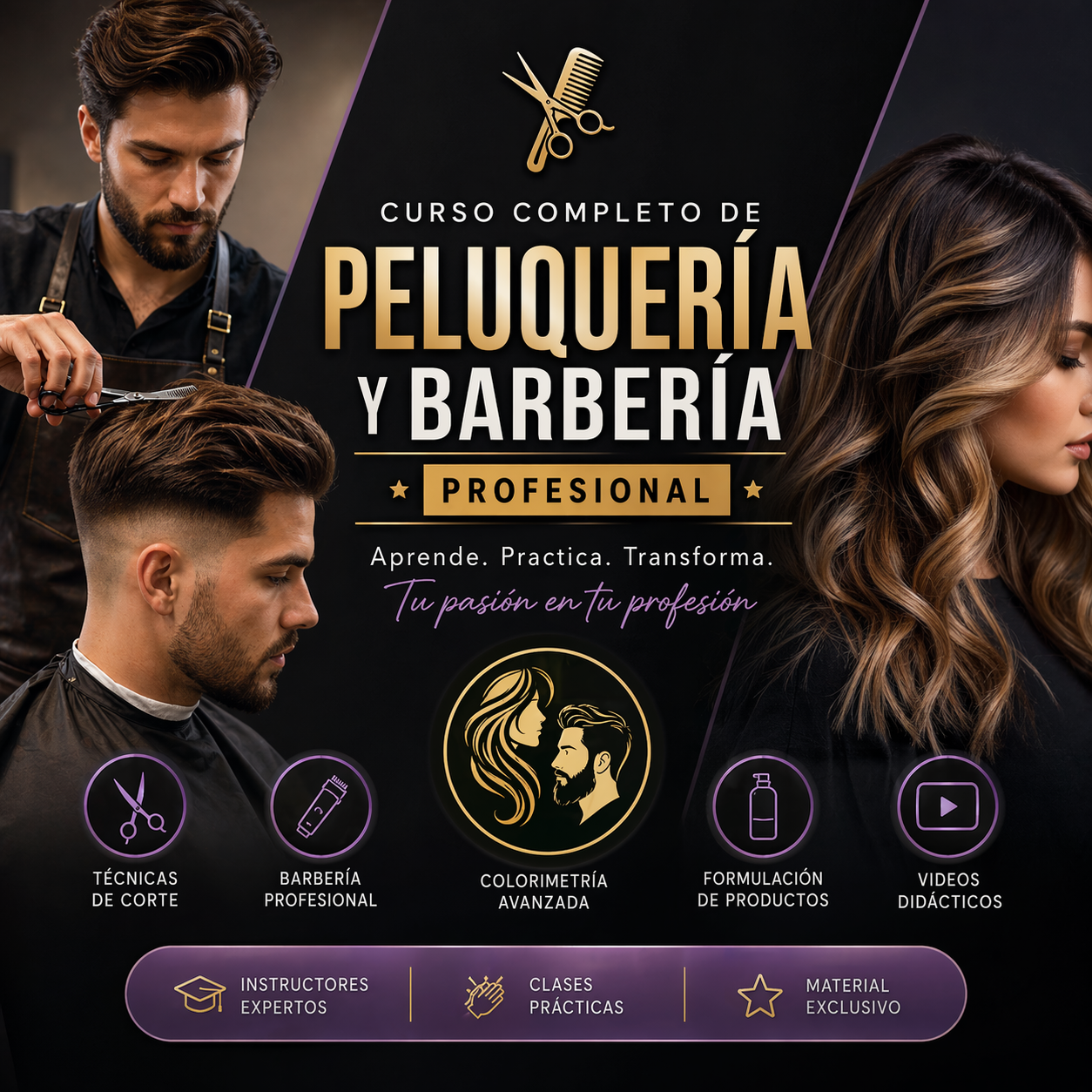 De Cero a Profesional: El Curso Completo de Peluquería y Barbería que Transformará tu Futuro 💈✂️