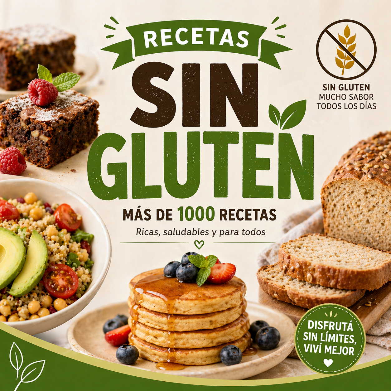 Más de 1000 Recetas Sin Gluten: Comé Rico, Vivé Sano y Disfrutá Cada Bocado sin Límites 🌾❌🍴