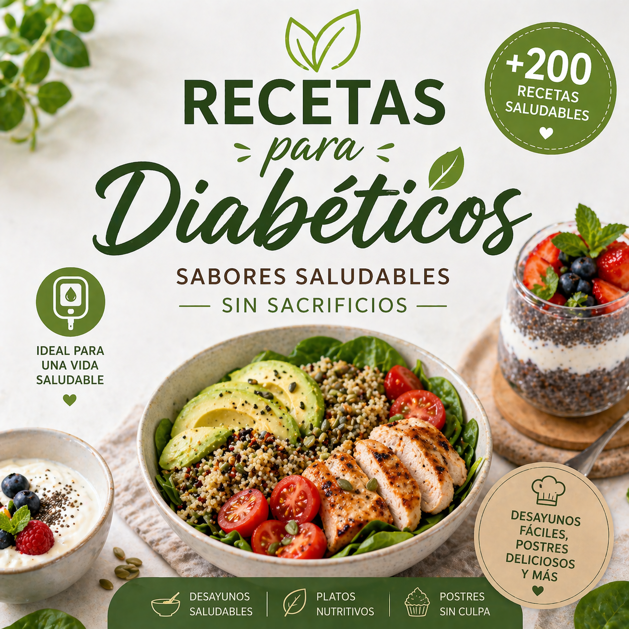 Más de 200 Recetas para Diabéticos: Comé Sabroso, Cuidate y Disfrutá Cada Plato Sin Culpa 🍽️💙